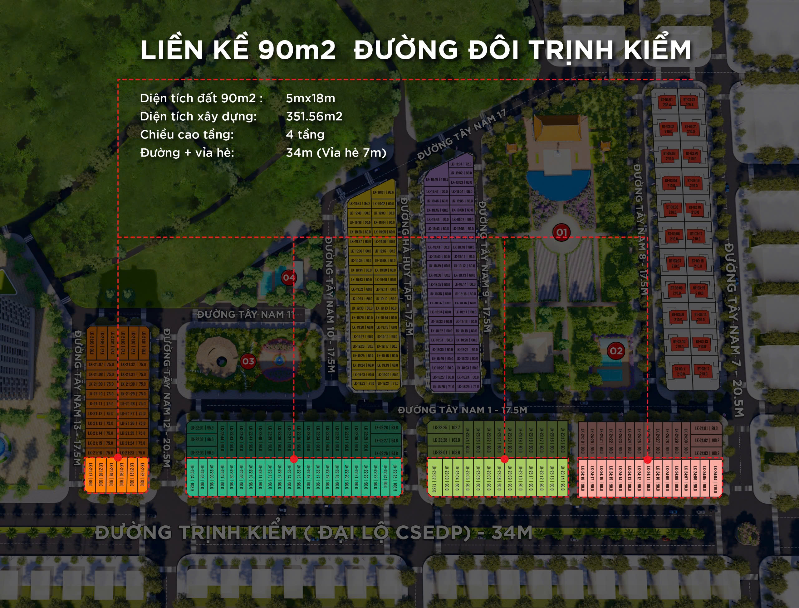 Mặt bằng dự án Khu Đô Thị Xuân Hưng